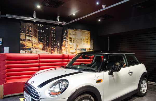 FireMaster® Fire Curtains protect the two joined sides of MINI Cooper and BMW