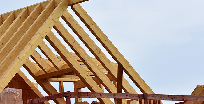 Wooden eaves of new build home