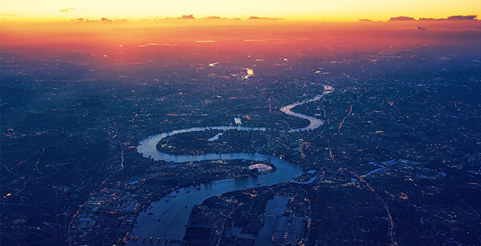 River Thames and London from above