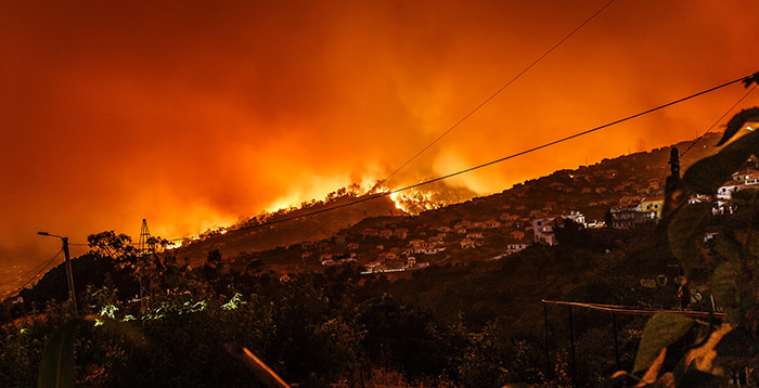Amazon on fire near homes