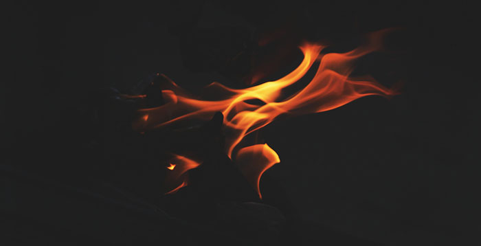 Fire on black background