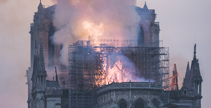 Notre Dame on fire