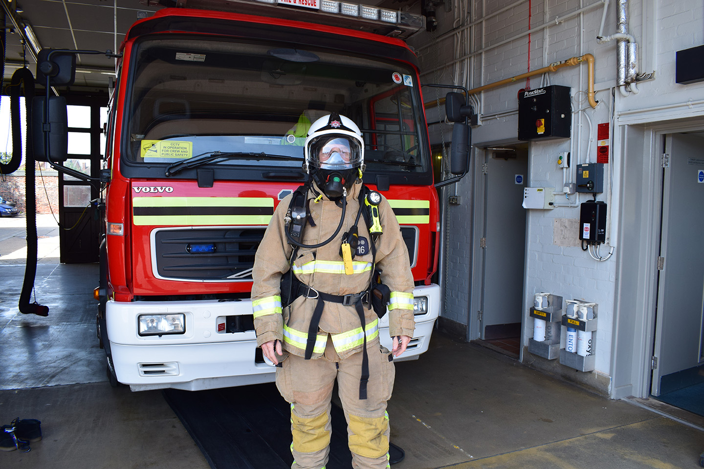 Coopers Fire at Hampshire fire station having a tour of the fire engines and fire fighting equipment