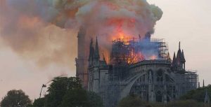 Notre Dame on fire