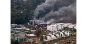 University of Southampton Mountbatten Building on Fire