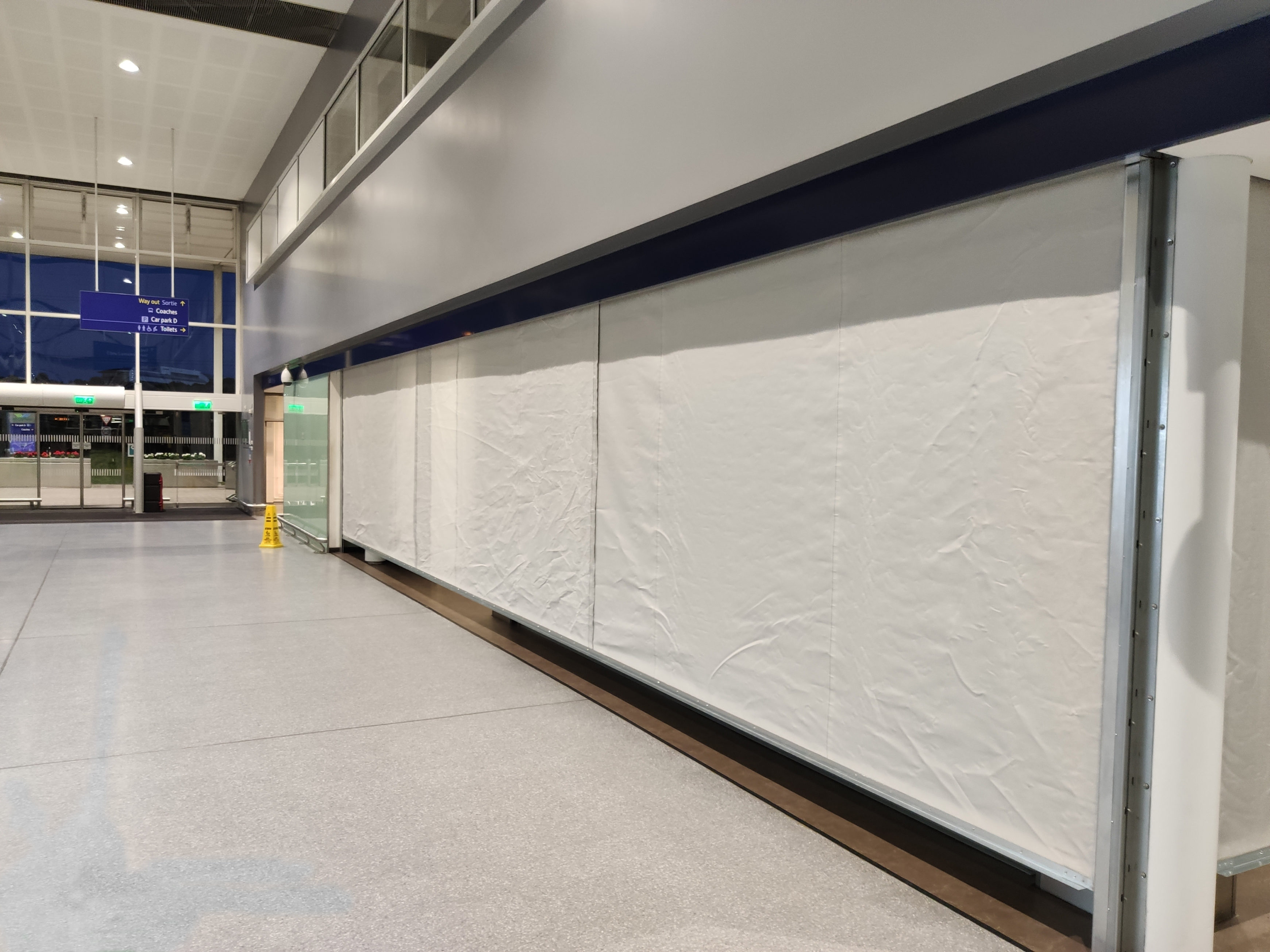 Fire curtains deployed in airport