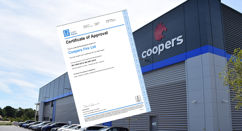 Coopers Fire are re-certified for ISO 9001 and ISO 14001